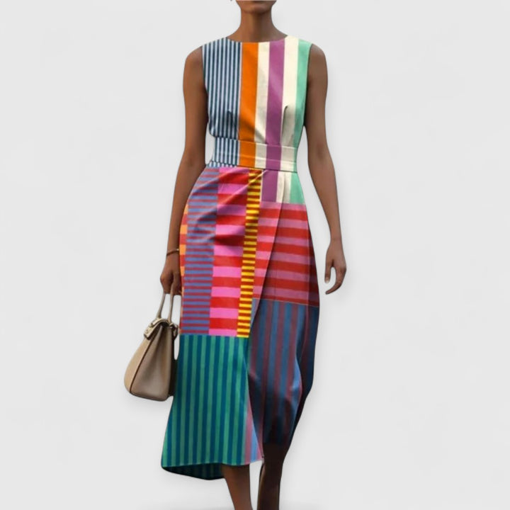Tiffany – Multicolor Striped Sleeveless Dress