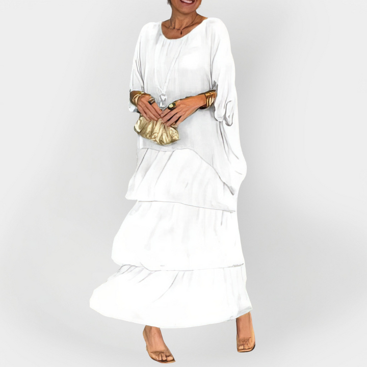 Pleated Dress with Double Layer Effect