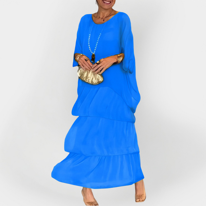 Pleated Dress with Double Layer Effect