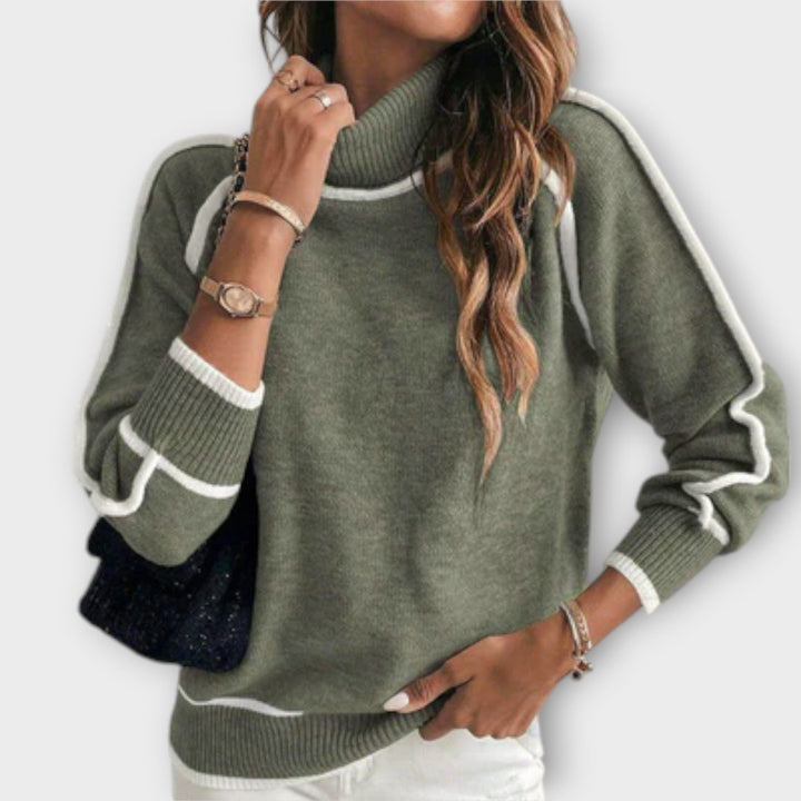 Christine - Luxury Olive Green Knit Pullover