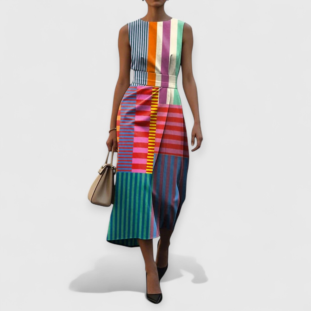 Tiffany – Multicolor Striped Sleeveless Dress