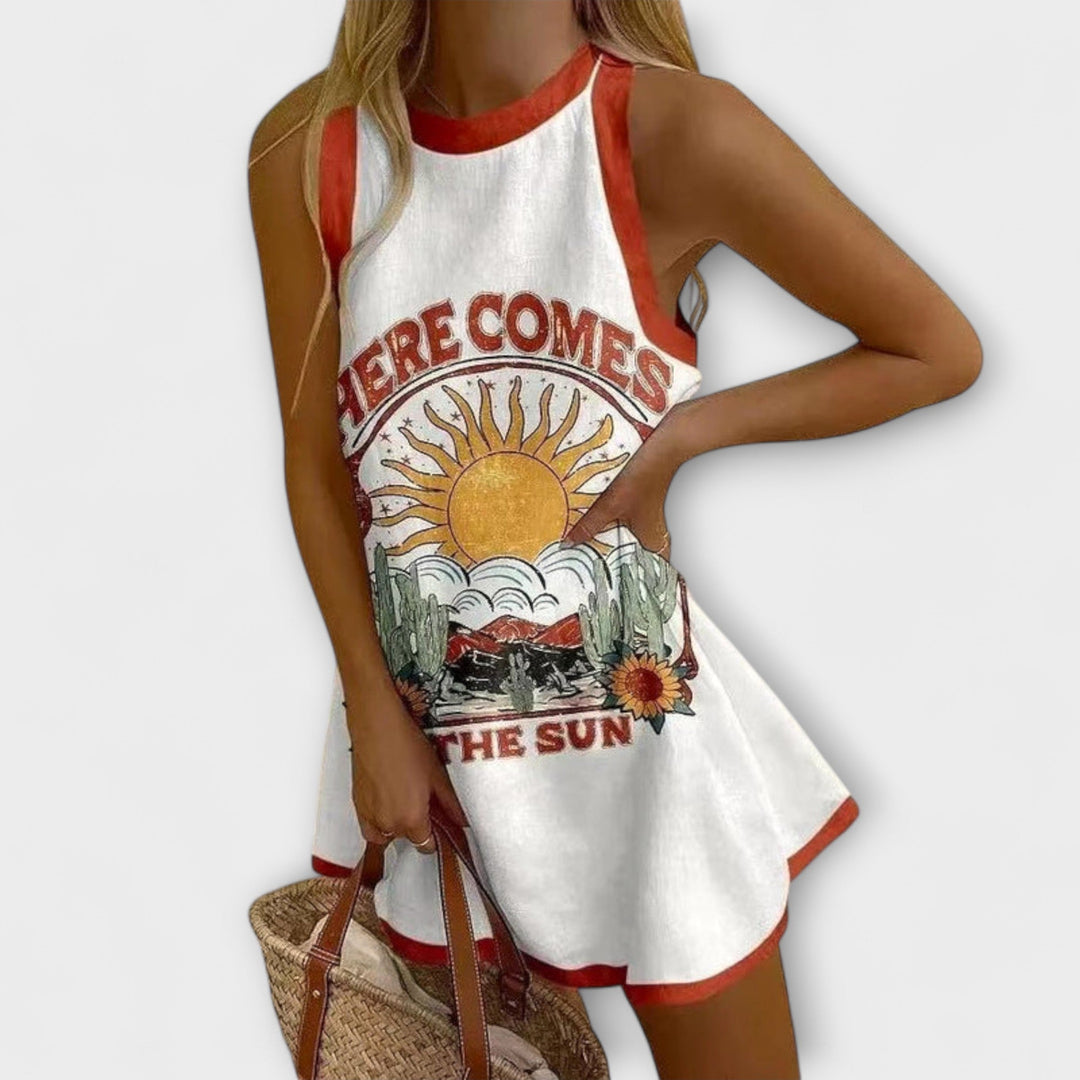 Khalira – Mini Dress with Sun Pattern