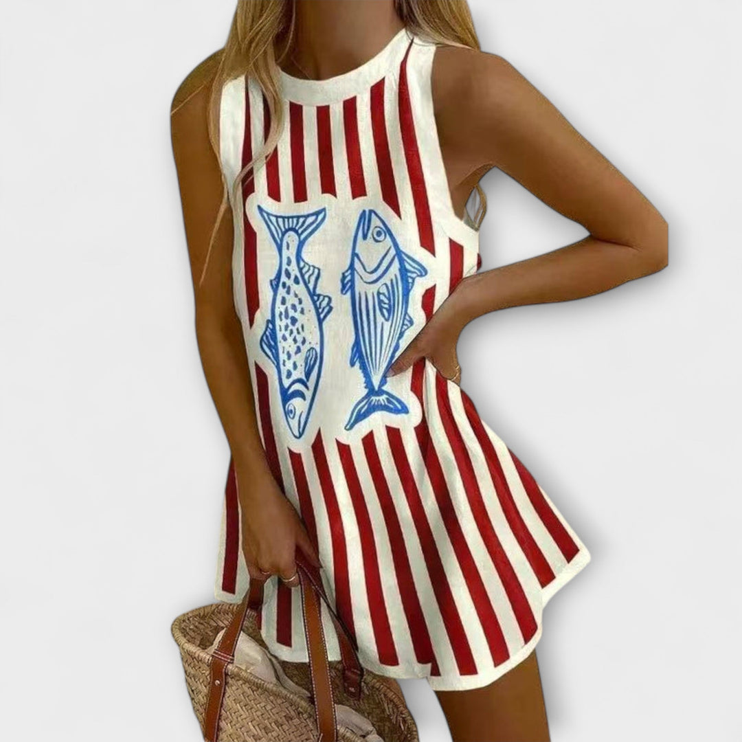 Delara – Mini Dress with Fish Pattern
