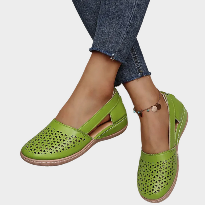 Anatomical Synthetic Ballerinas with Cutouts and Strap