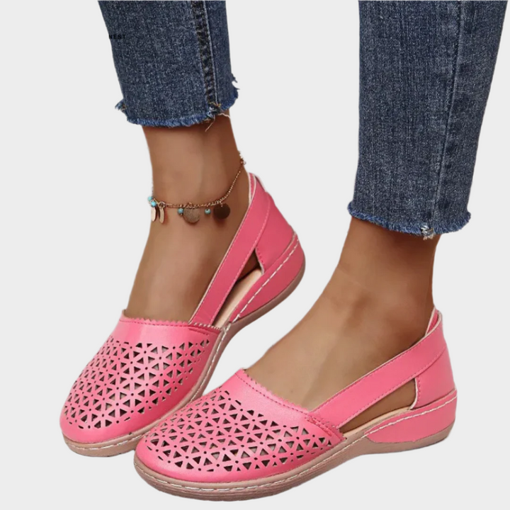 Anatomical Synthetic Ballerinas with Cutouts and Strap