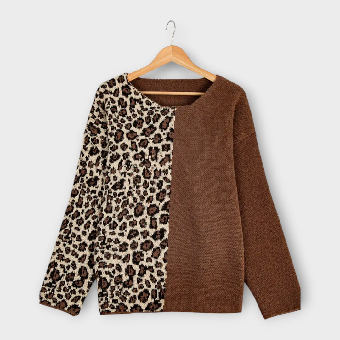 Marina - Casual Sweater with Leopard Design