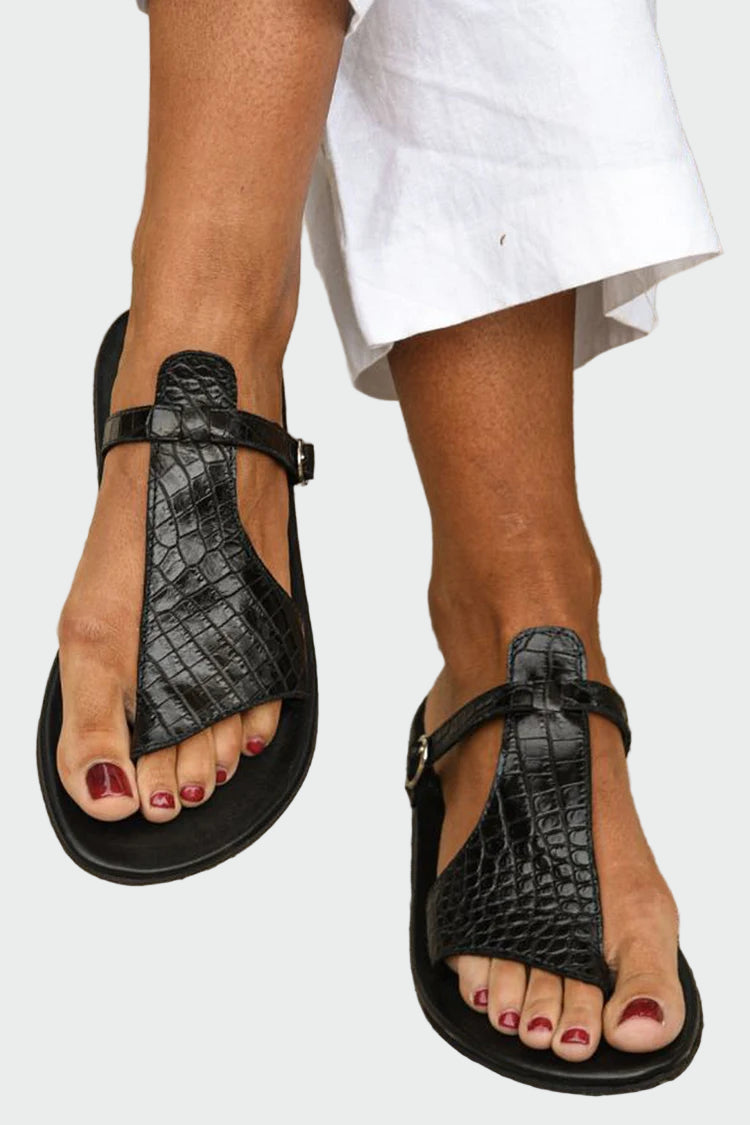Sandals with T-Strap and Texture