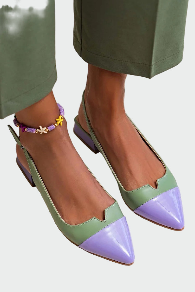 Ballet flats with pointed toe and two-tone detail