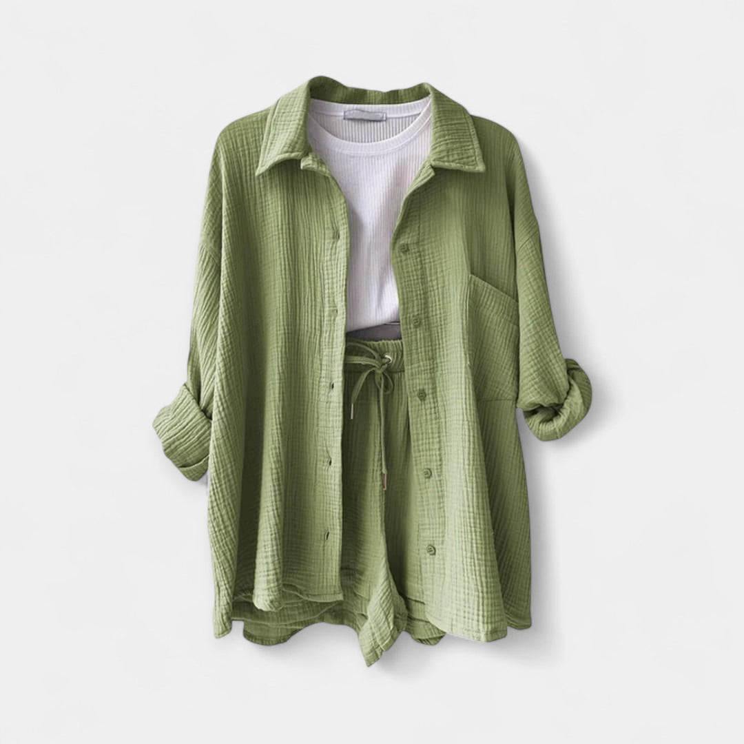 Two-Tone Summer Set Top and Shorts