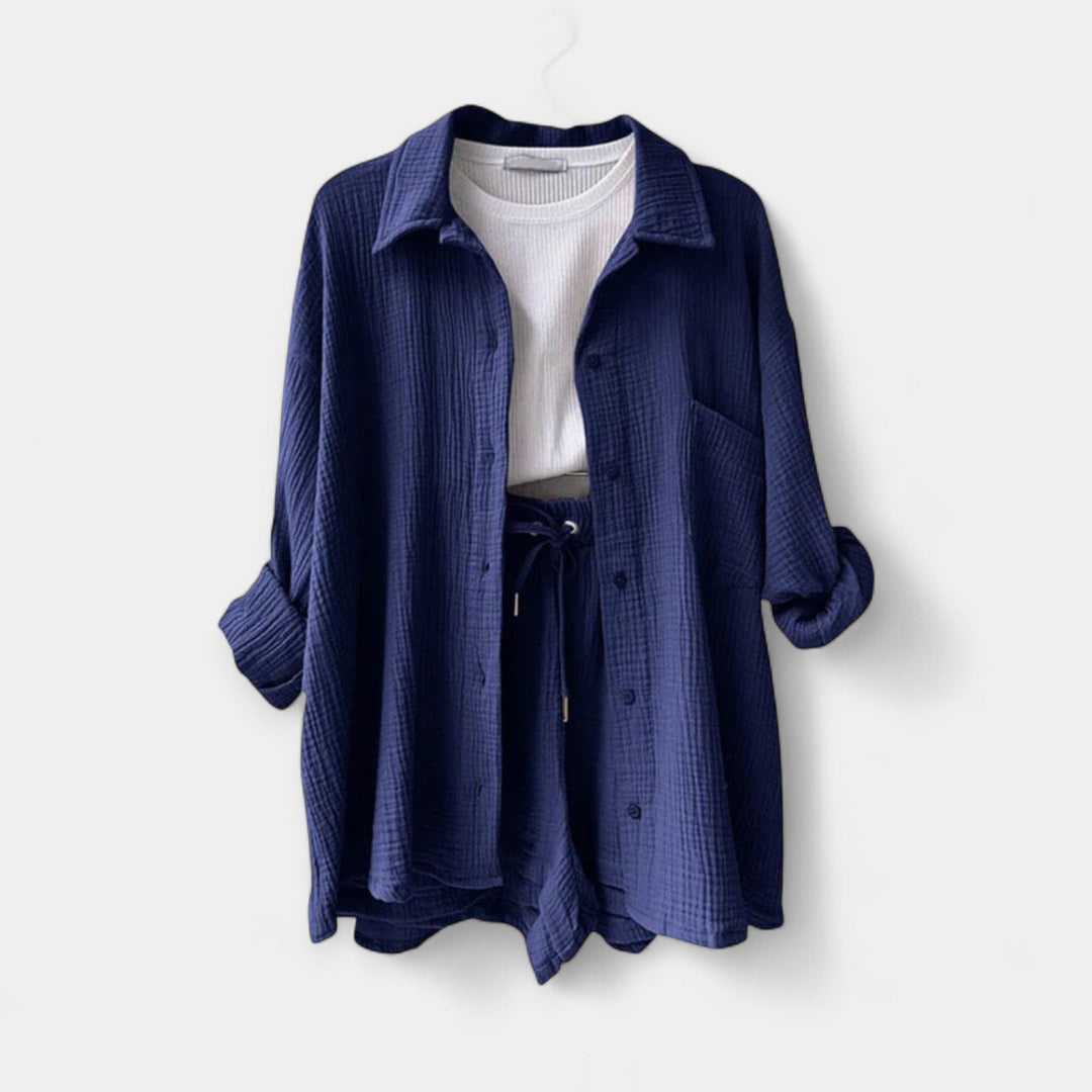 Two-Tone Summer Set Top and Shorts