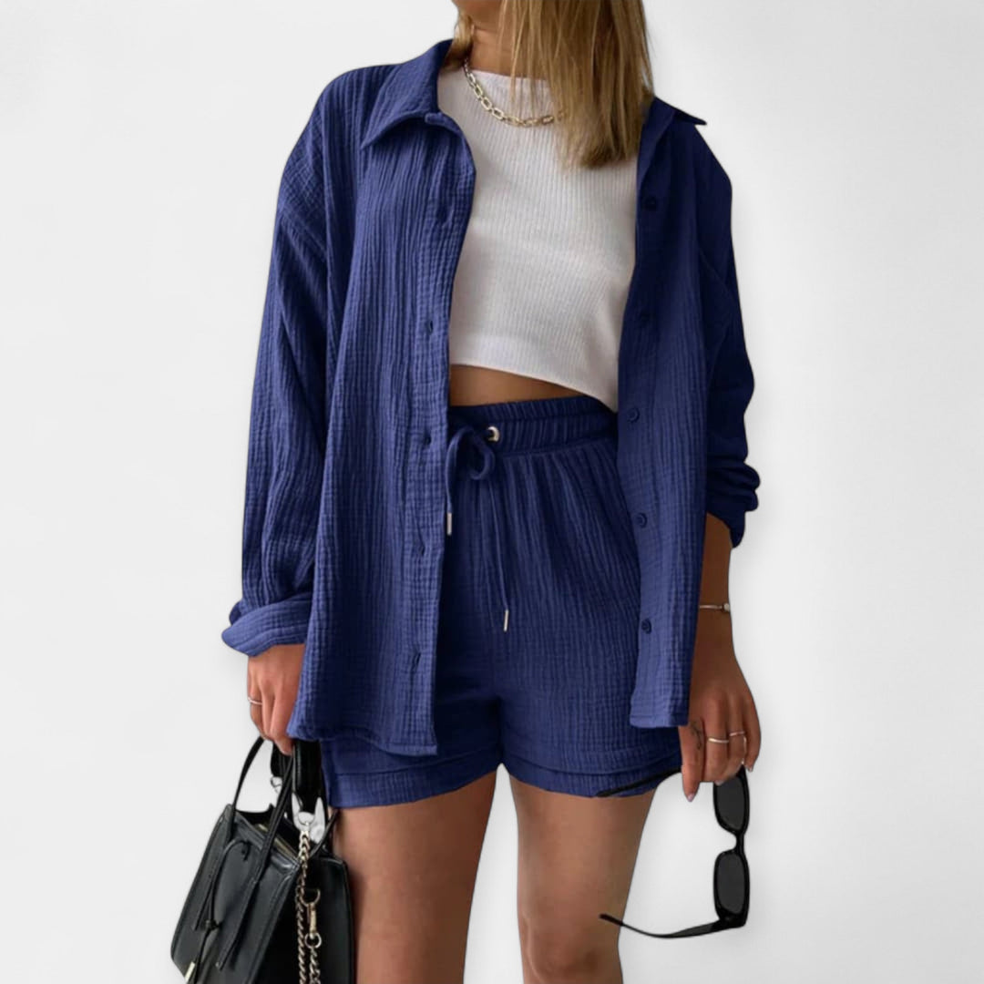 Two-Tone Summer Set Top and Shorts