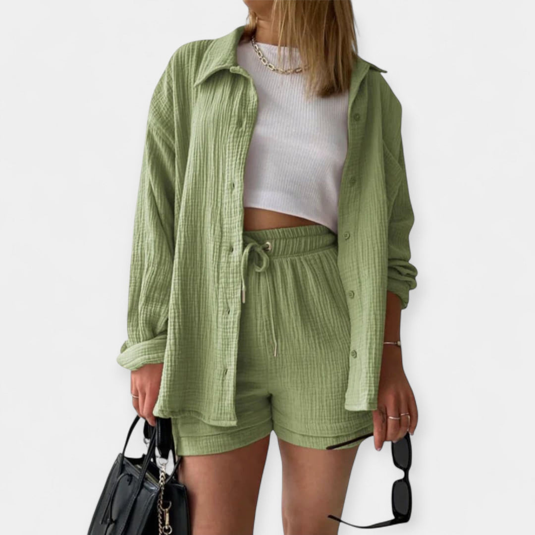 Two-Tone Summer Set Top and Shorts