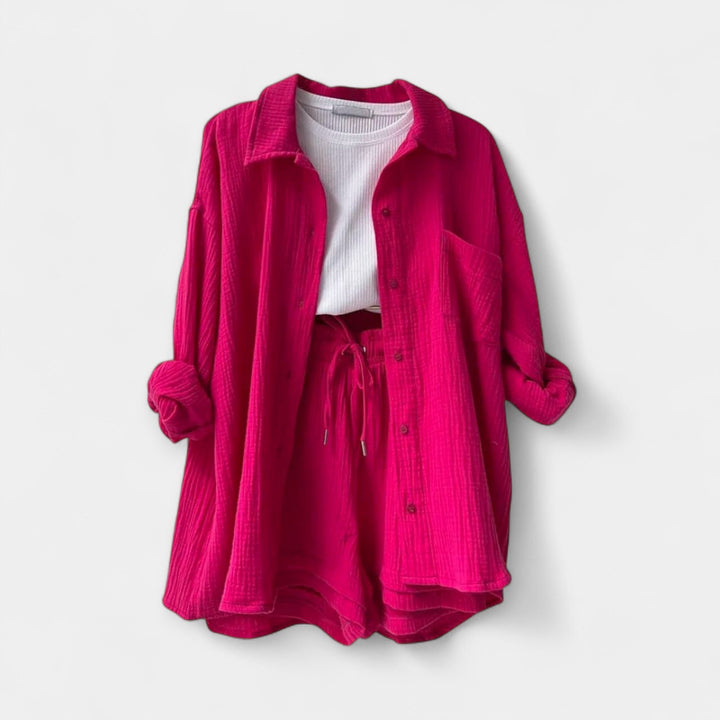 Two-Tone Summer Set Top and Shorts