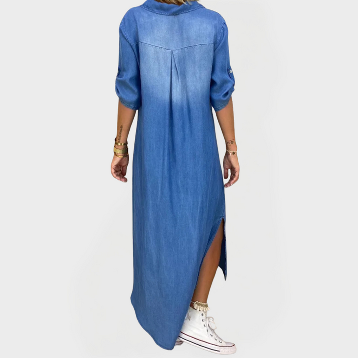 Lang Denim Dress with Side Slits