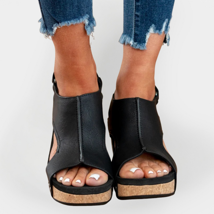 Suede Sandals with Elevated Sole