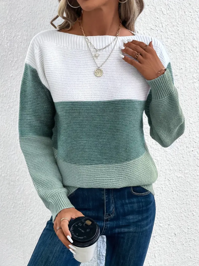 Calista - Elegant Long Sleeve Sweater with Dropped Shoulders
