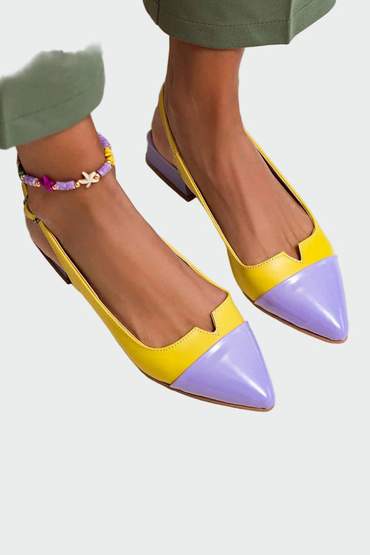 Ballet flats with pointed toe and two-tone detail