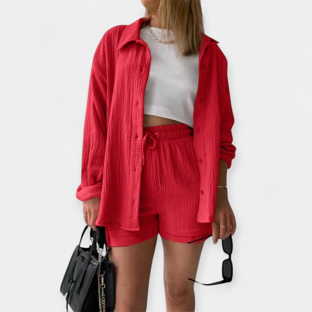 Two-Tone Summer Set Top and Shorts