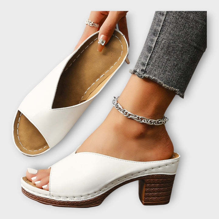 Sandals with Thick Heel and Open Back