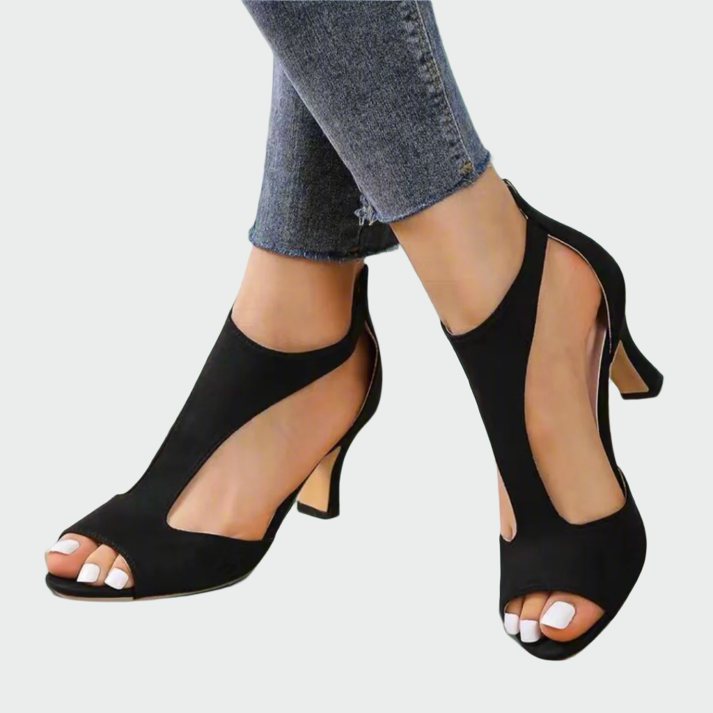 Heeled Sandal with Curved Cut