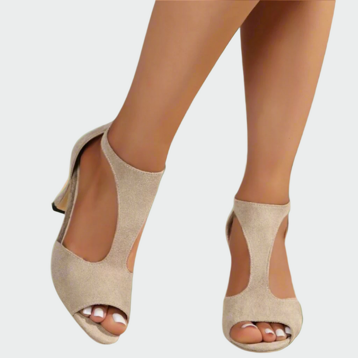 Heeled Sandal with Curved Cut
