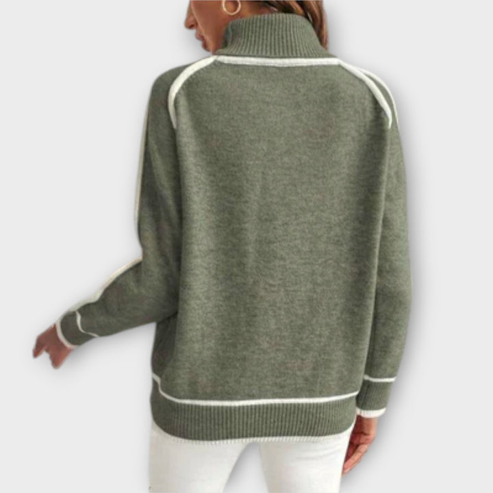 Christine - Luxury Olive Green Knit Pullover