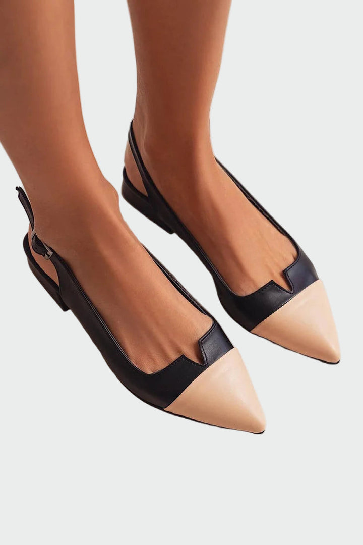 Ballet flats with pointed toe and two-tone detail