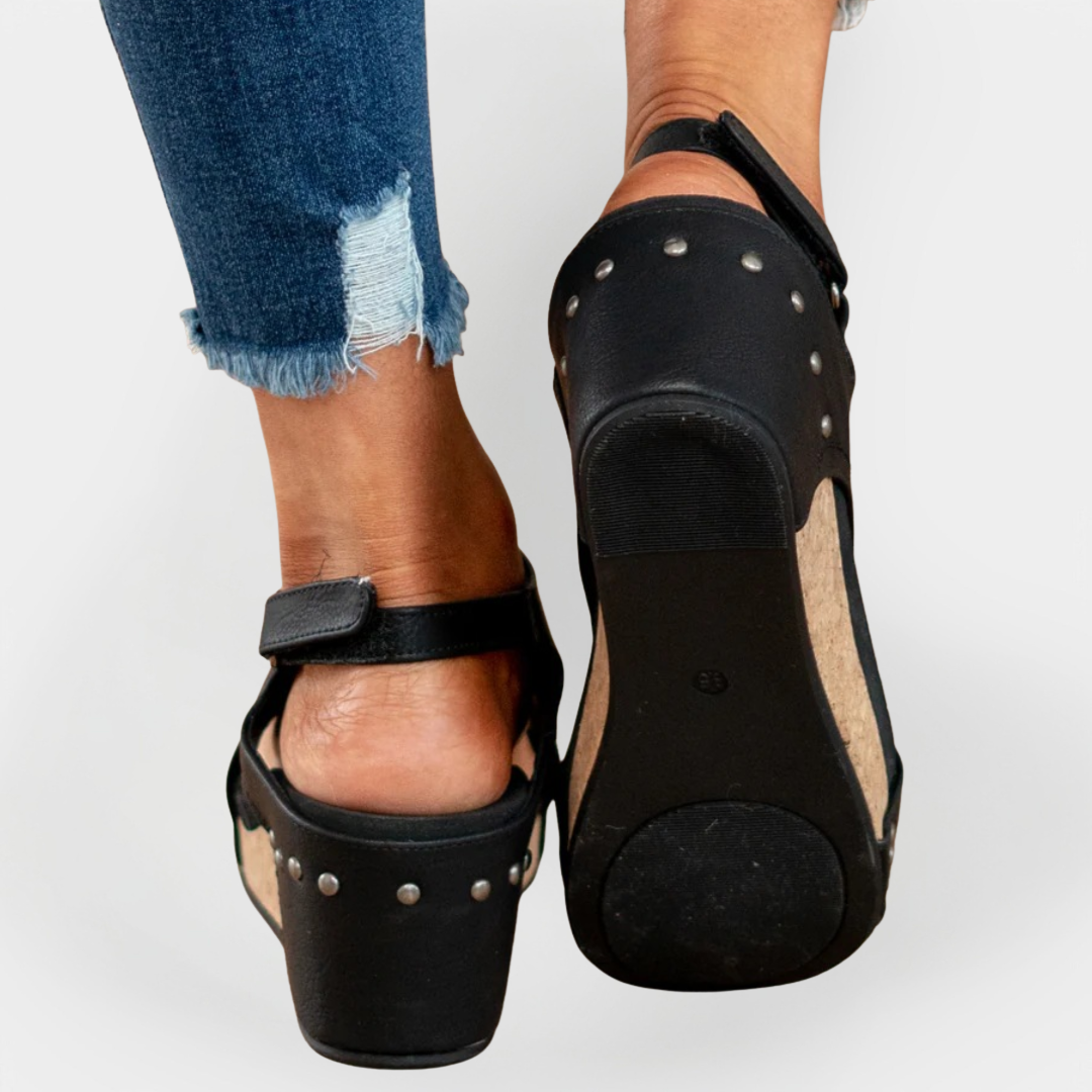 Suede Sandals with Elevated Sole