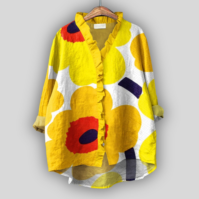 Flower Linen Blouse