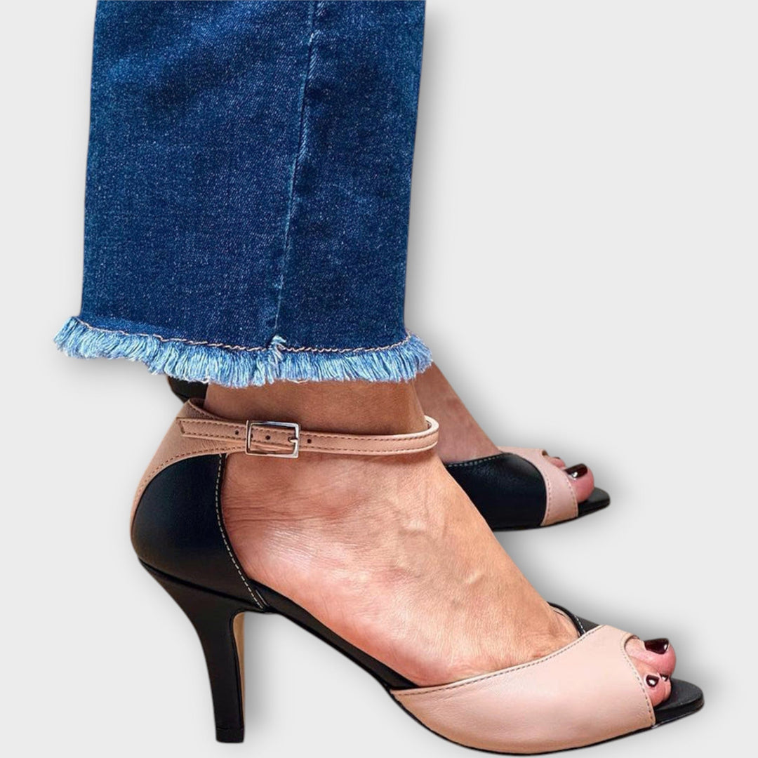 Boots with moderate heel and ankle strap