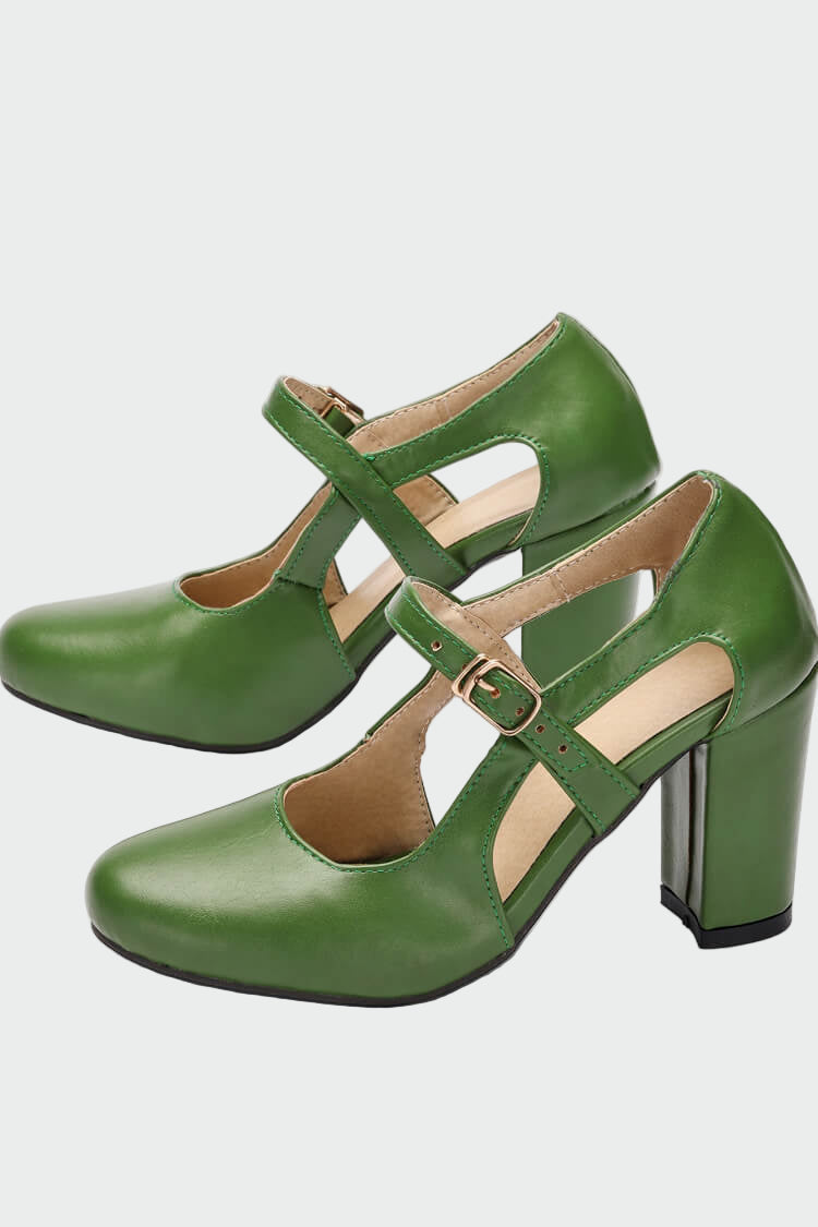 Shoes with Comfortable Heel and T-Shaped Strap
