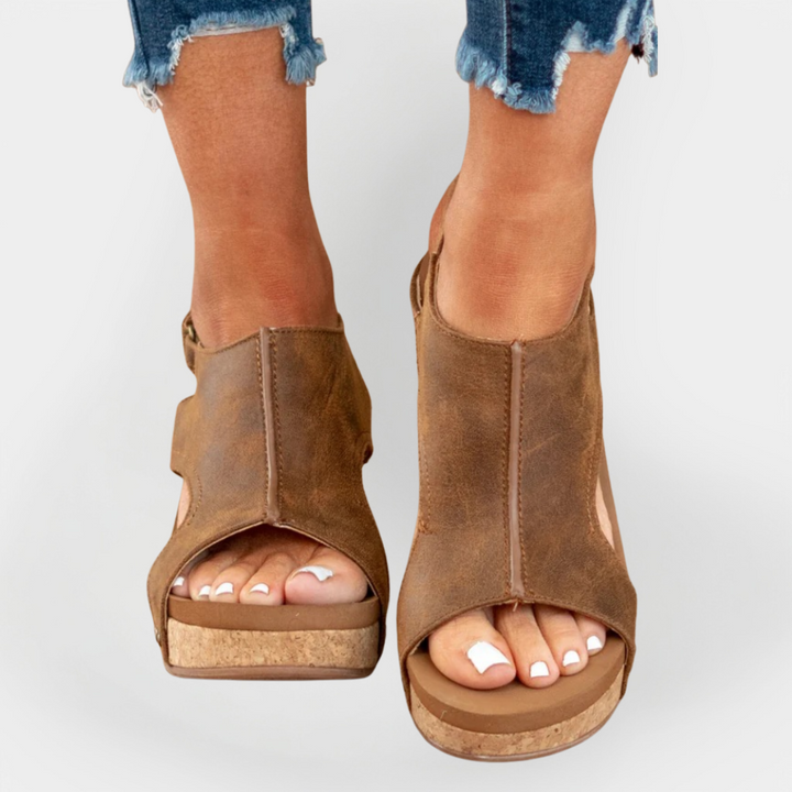 Suede Sandals with Elevated Sole