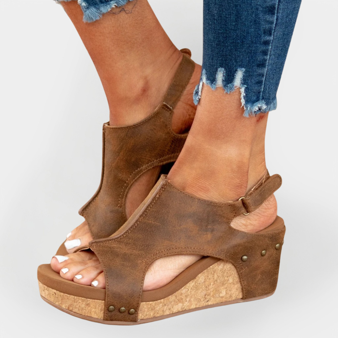 Suede Sandals with Elevated Sole