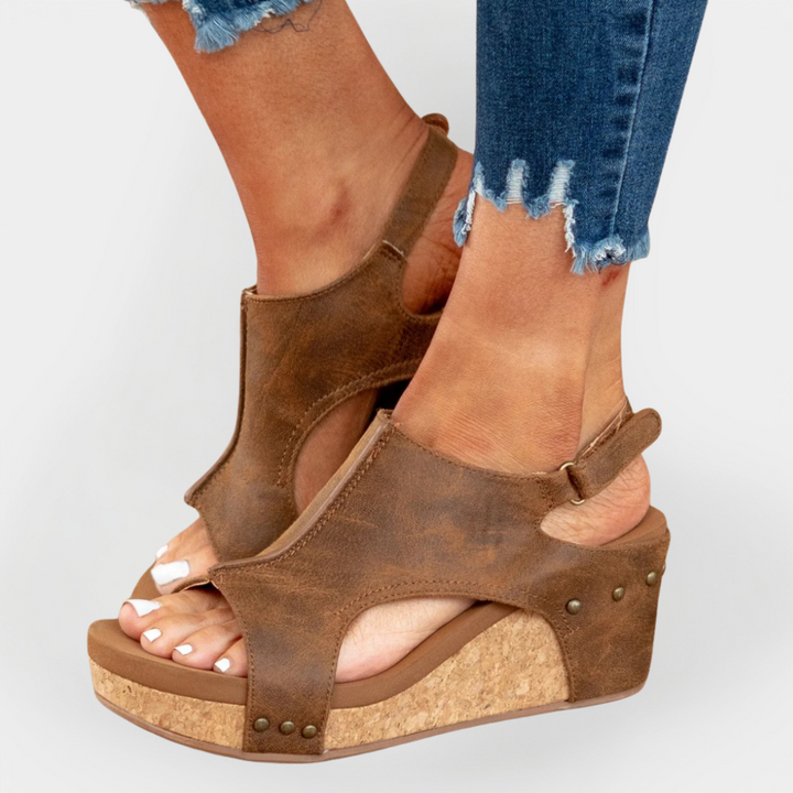 Suede Sandals with Elevated Sole