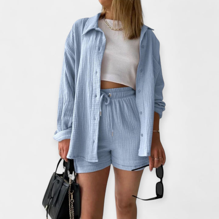 Two-Tone Summer Set Top and Shorts