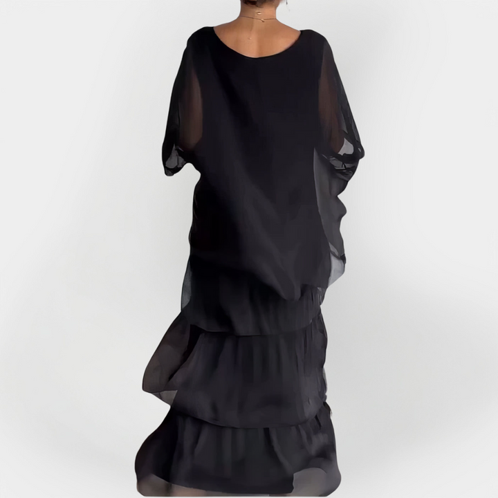 Pleated Dress with Double Layer Effect