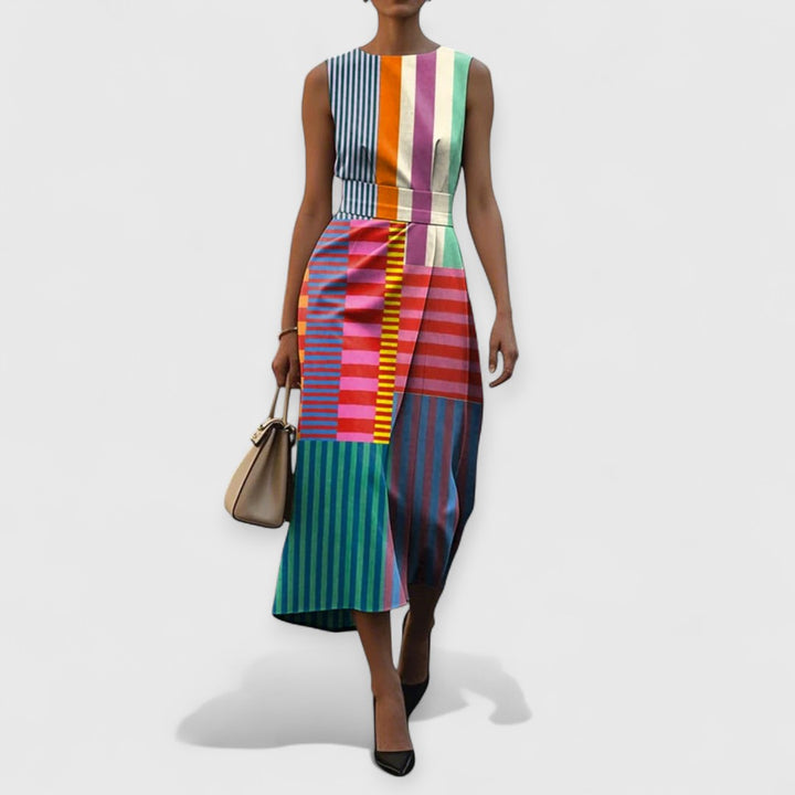 Tiffany – Multicolor Striped Sleeveless Dress