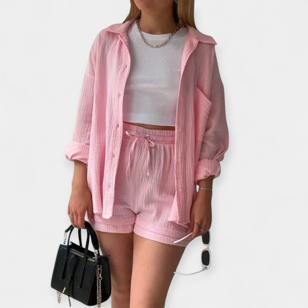 Two-Tone Summer Set Top and Shorts
