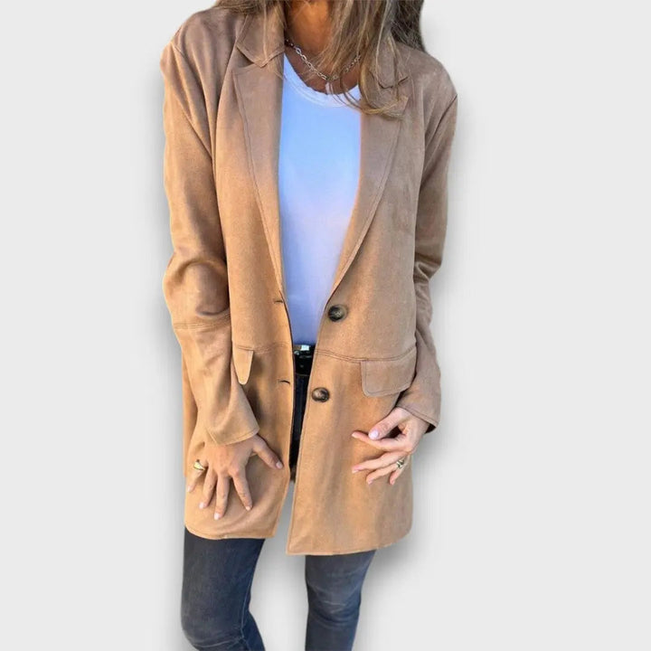 Eloise – Soft Camel Blazer-Cardigan
