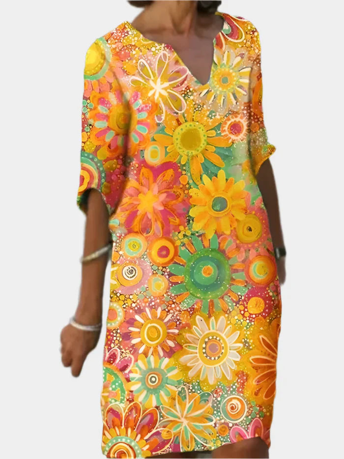 Colorful Dress with Floral Design