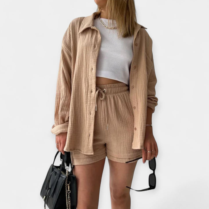 Two-Tone Summer Set Top and Shorts