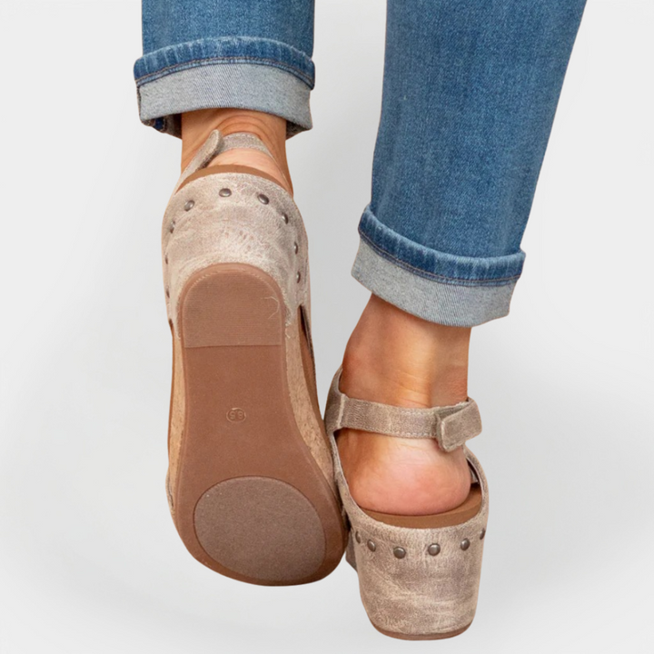 Suede Sandals with Elevated Sole
