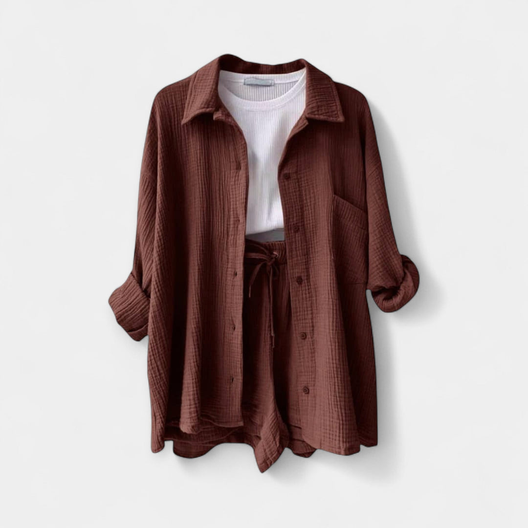 Two-Tone Summer Set Top and Shorts