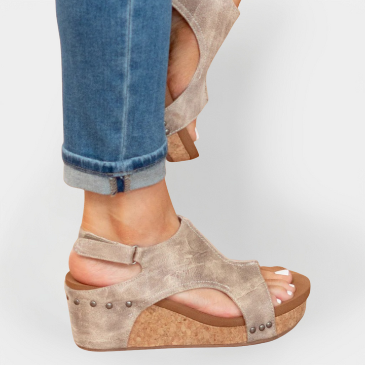 Suede Sandals with Elevated Sole