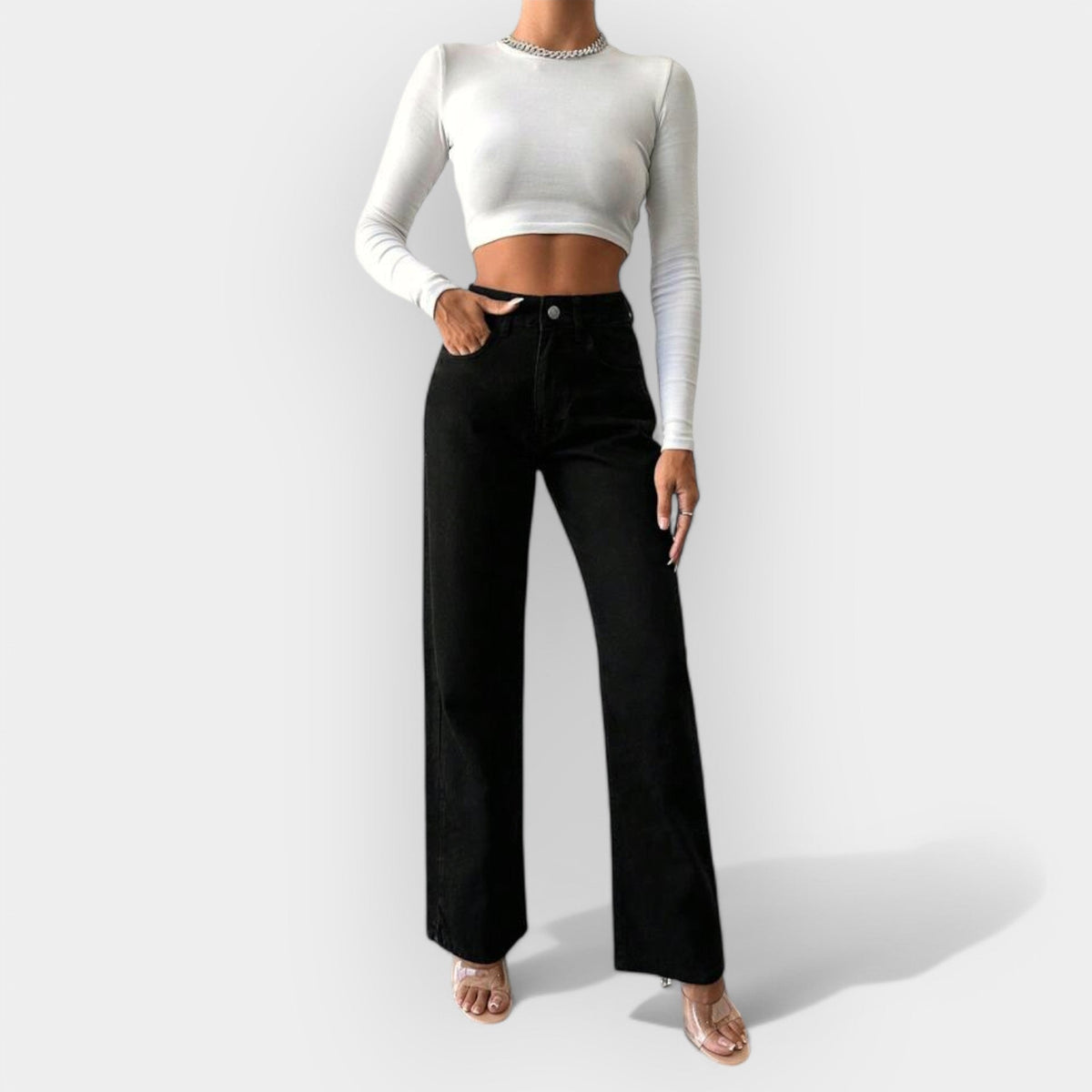 High-Waisted Jeans with Wide Leg