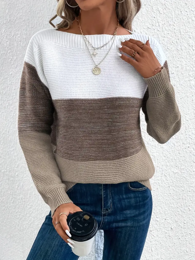 Calista - Elegant Long Sleeve Sweater with Dropped Shoulders