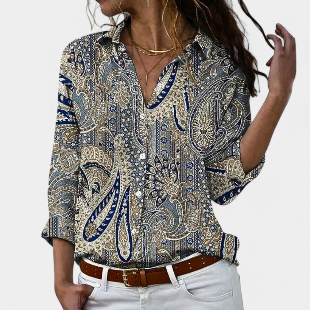 Tess | Women's Long Sleeve Blouse with Elegant Print