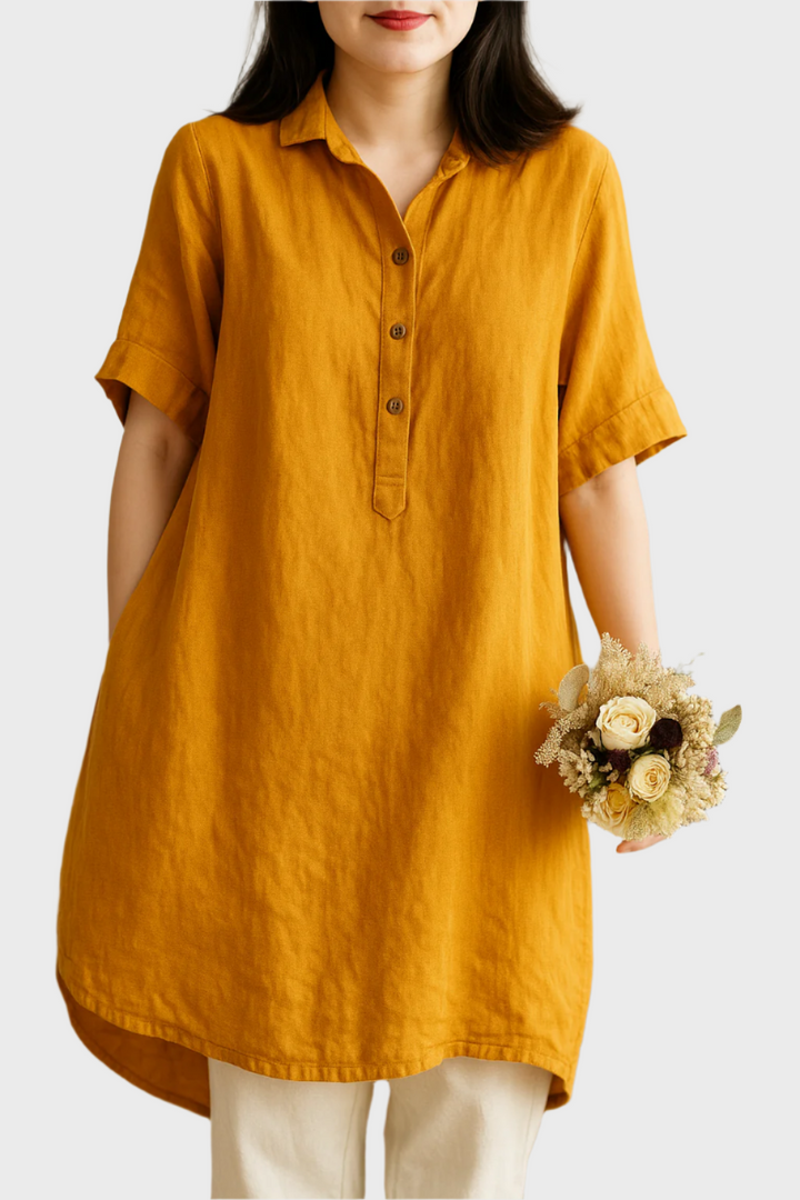 Loose Linen Shirt Dress