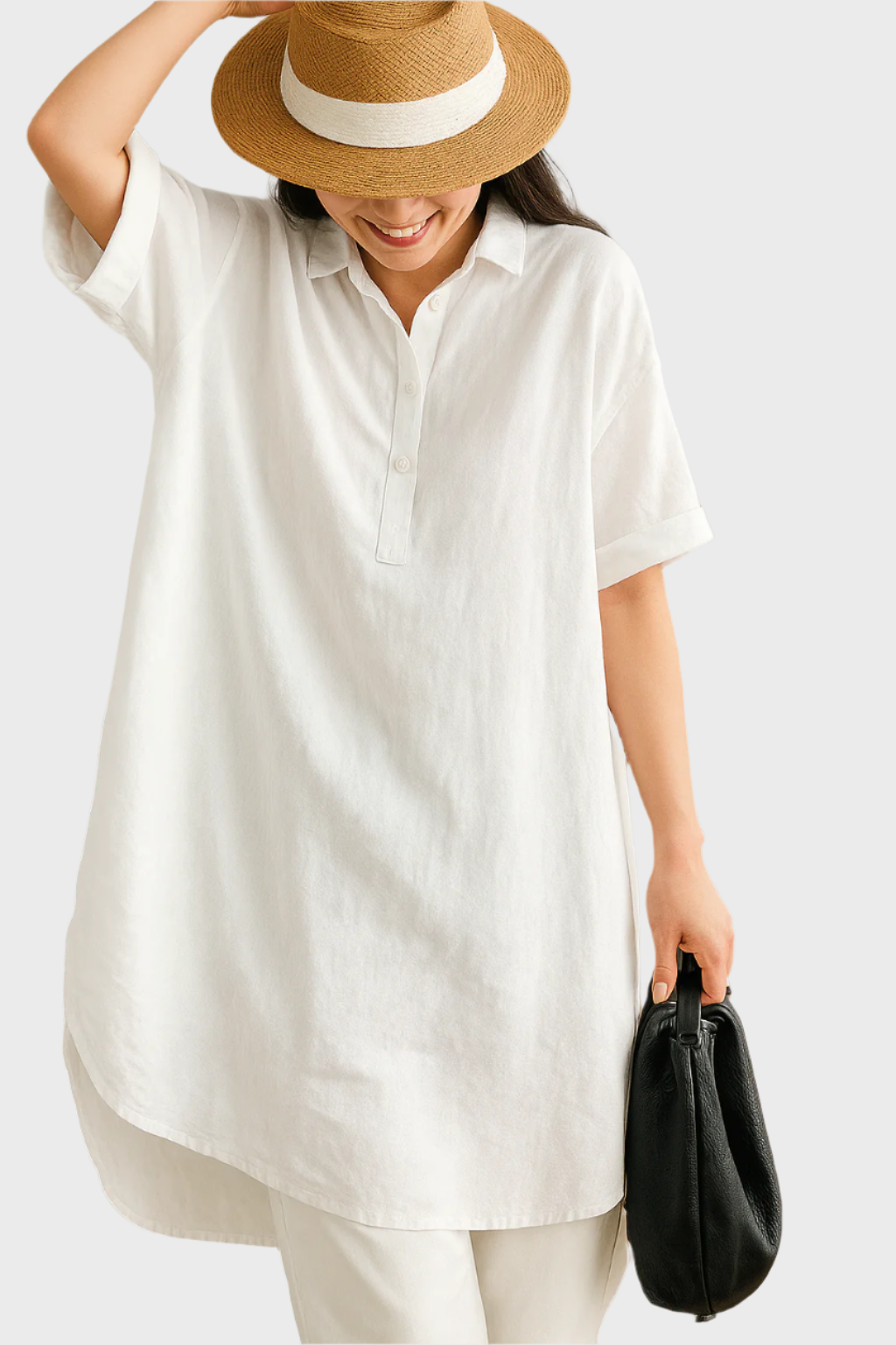 Loose Linen Shirt Dress