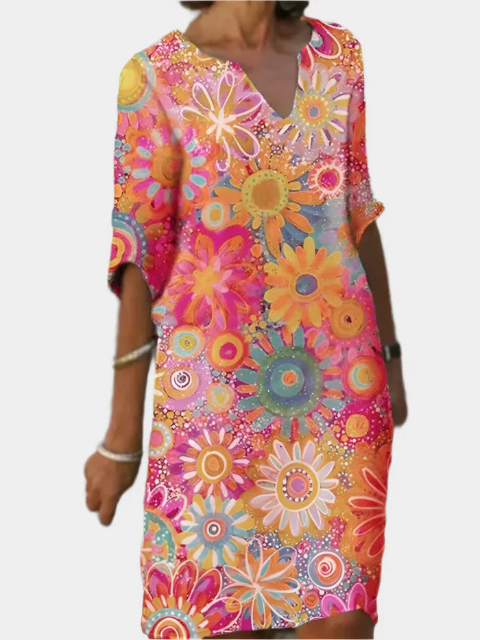 Colorful Dress with Floral Design